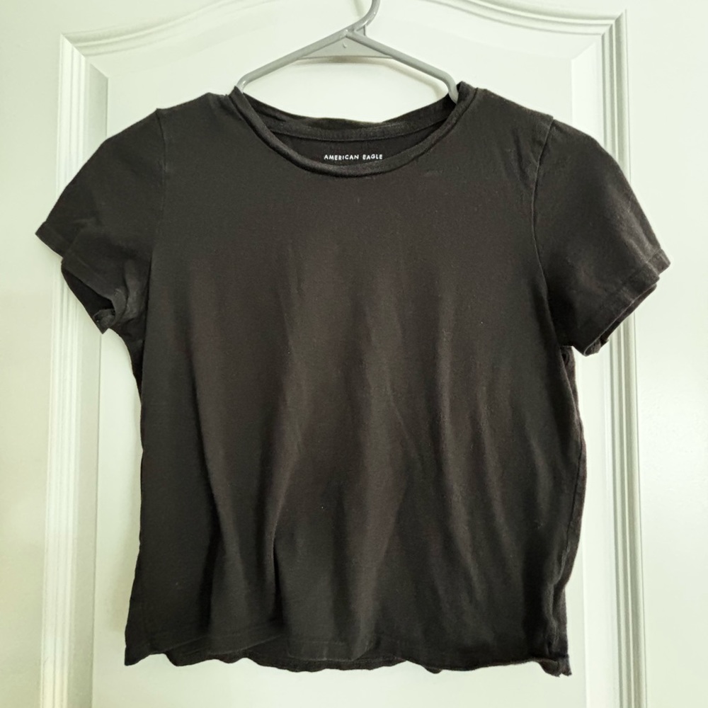 Black American eagle crop top